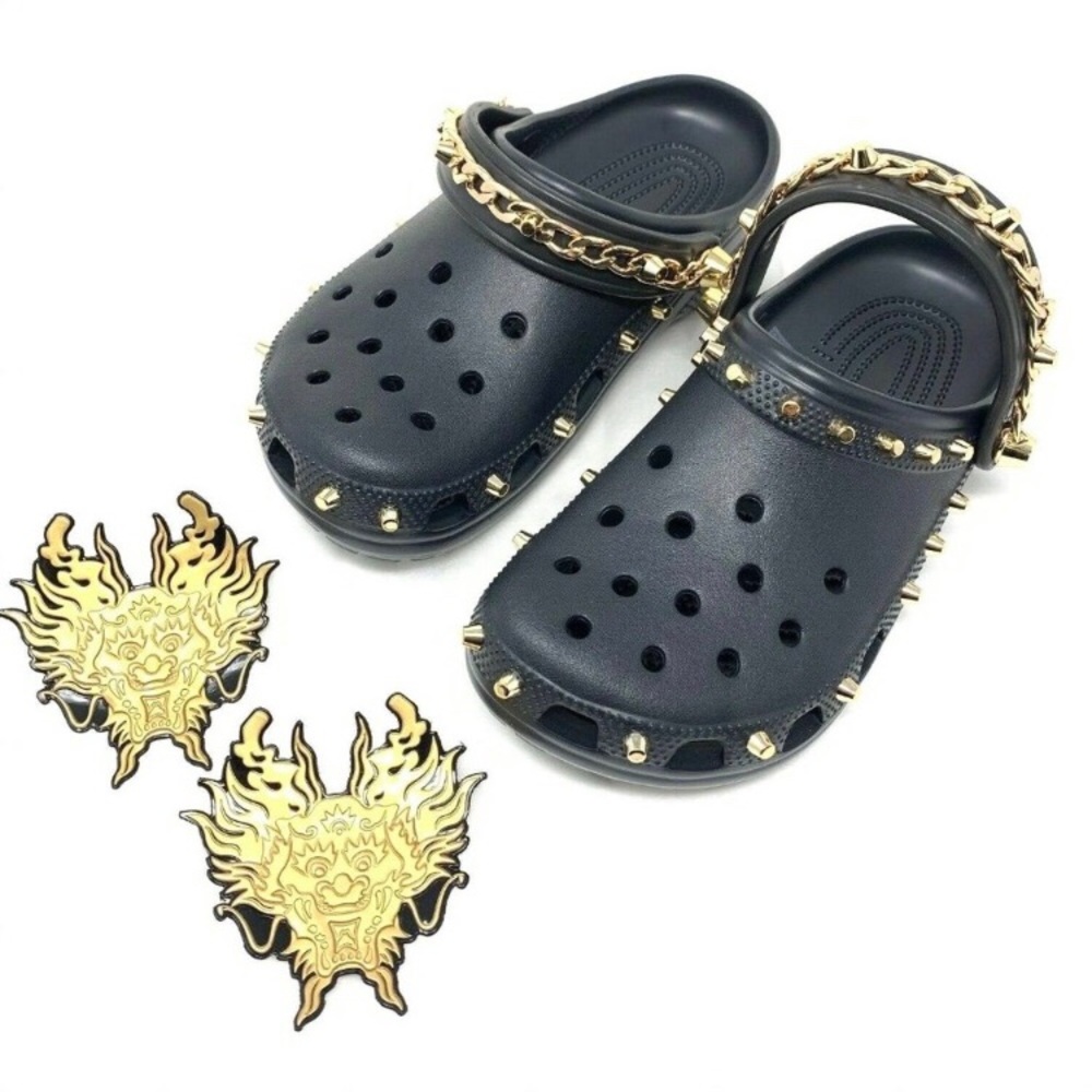 NIB Vivienne Tam + CROCS Gold Chain Stud Shoes - Picture 4 of 7